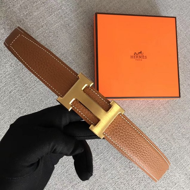 Hermes original togo leather belt 32mm H029938 coffee