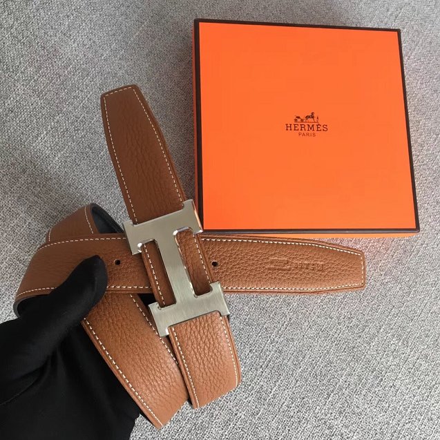 Hermes original togo leather belt 32mm H029938 coffee