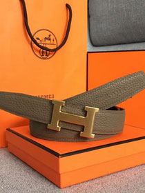 Hermes original togo leather belt 32mm H029938 grey