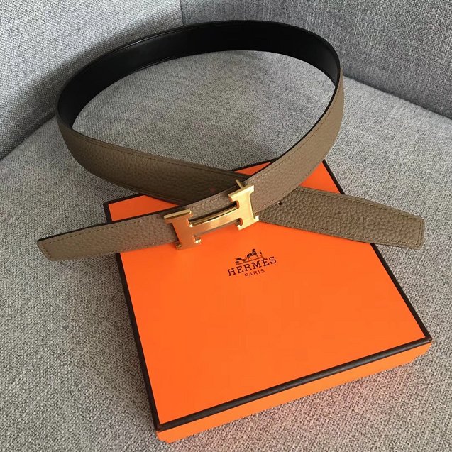 Hermes original togo leather belt 32mm H029938 grey