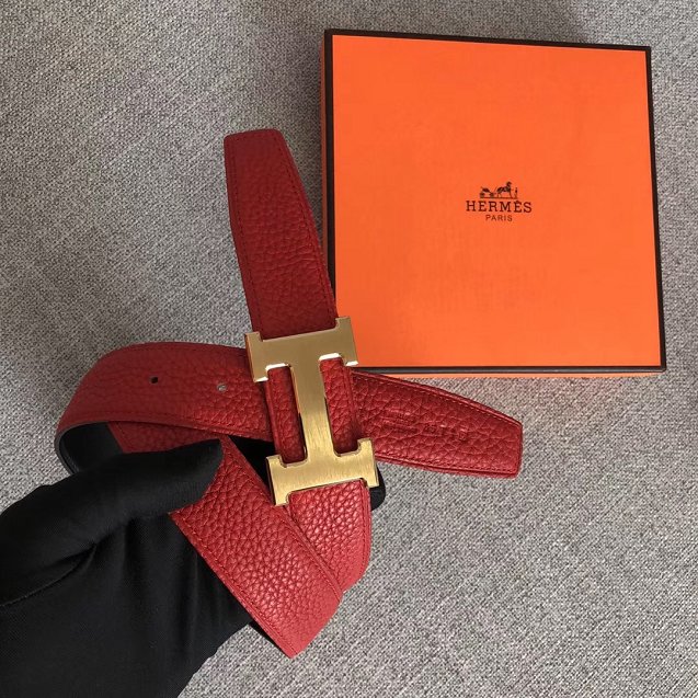 Hermes original togo leather belt 32mm H029938 red