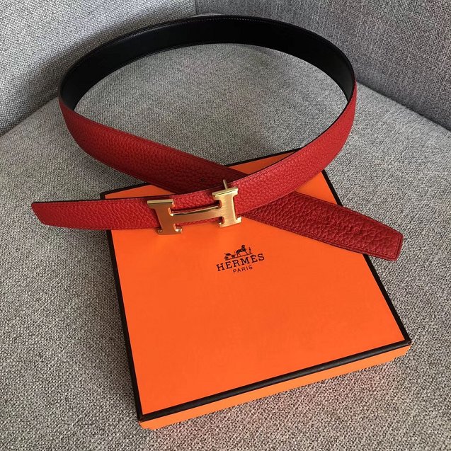 Hermes original togo leather belt 32mm H029938 red