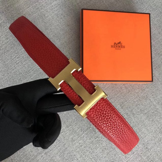 Hermes original togo leather belt 32mm H029938 red