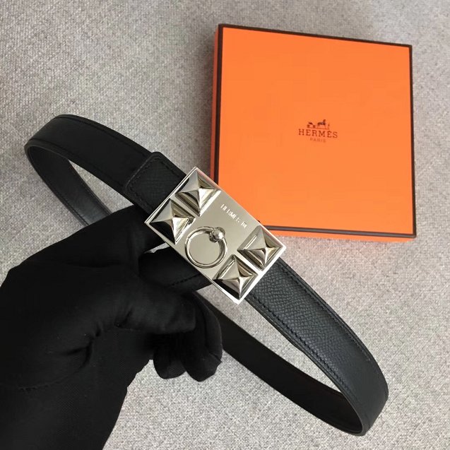 Hermes orignal epsom leather collier de chien belt 24mm H075378 black