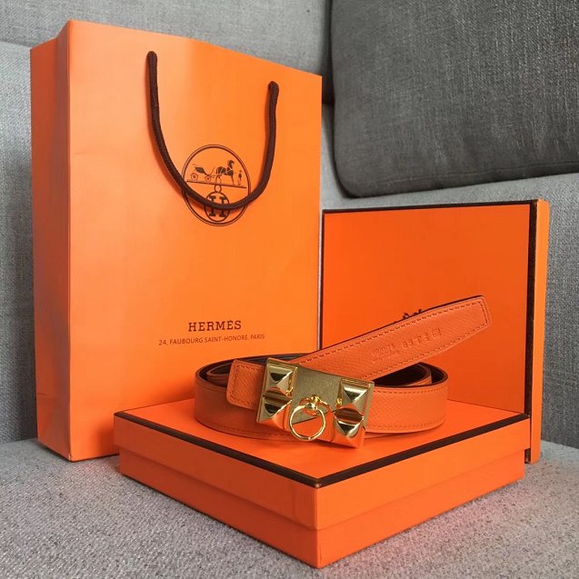 Hermes orignal epsom leather collier de chien belt 24mm H075378 orange