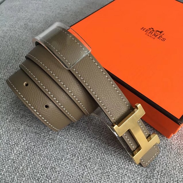 Hermes original epsom leather constance belt 24mm H075396 grey