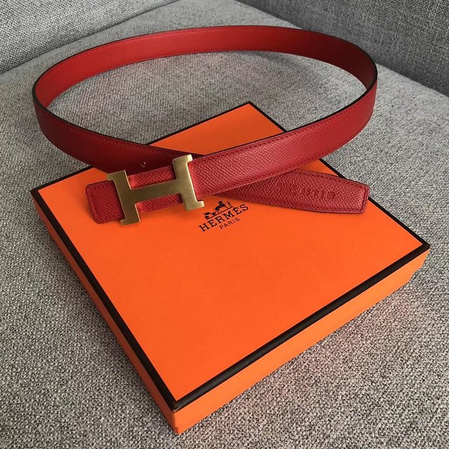 Hermes original epsom leather constance belt 24mm H075396 red
