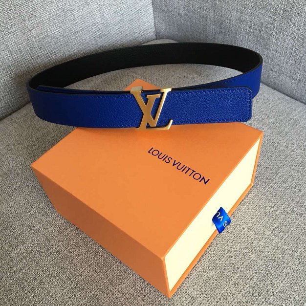 Louis vuitton original calfskin initiales belt 30mm M9521U blue