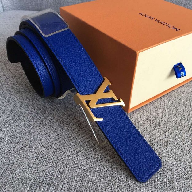 Louis vuitton original calfskin initiales belt 30mm M9521U blue