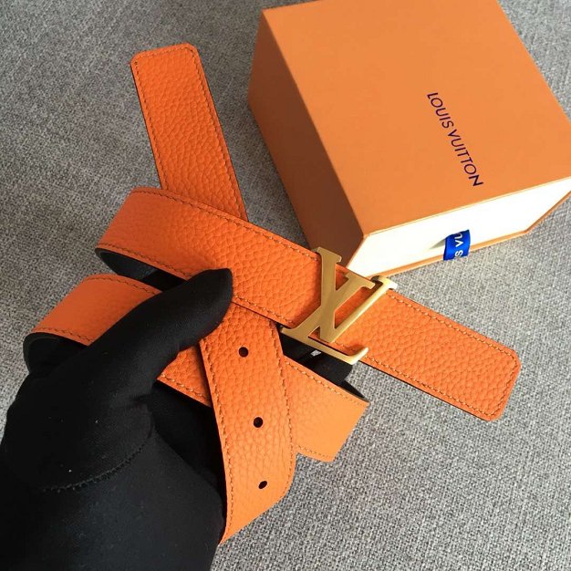 Louis vuitton original calfskin initiales belt 30mm M9521U orange