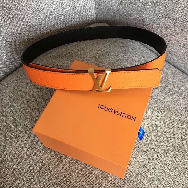 Louis vuitton original calfskin initiales belt 30mm M9521U orange