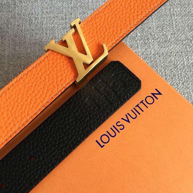 Louis vuitton original calfskin initiales belt 30mm M9521U orange