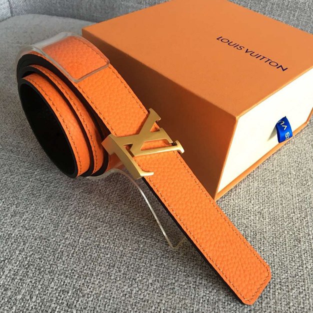 Louis vuitton original calfskin initiales belt 30mm M9521U orange