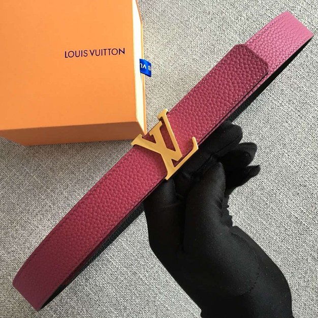 Louis vuitton original calfskin initiales belt 30mm M9521U rose red