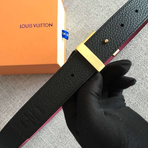 Louis vuitton original calfskin initiales belt 30mm M9521U rose red