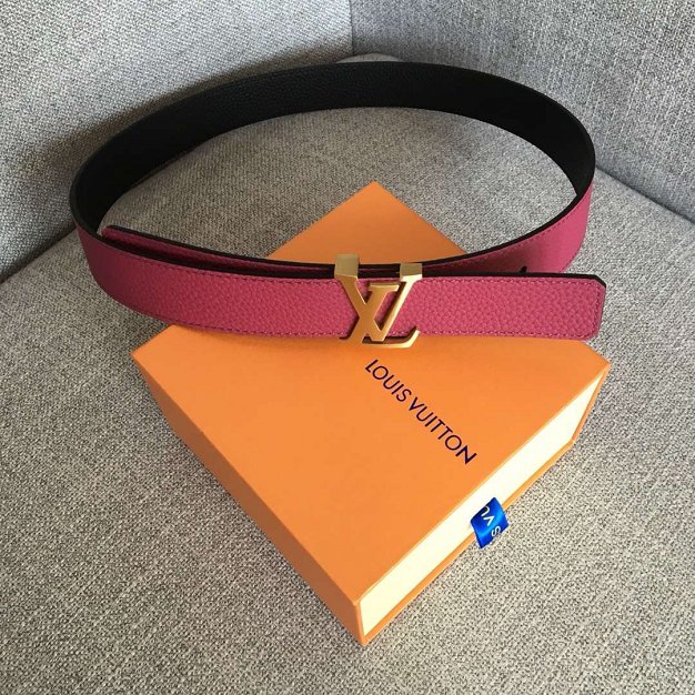 Louis vuitton original calfskin initiales belt 30mm M9521U rose red