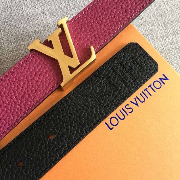 Louis vuitton original calfskin initiales belt 30mm M9521U rose red