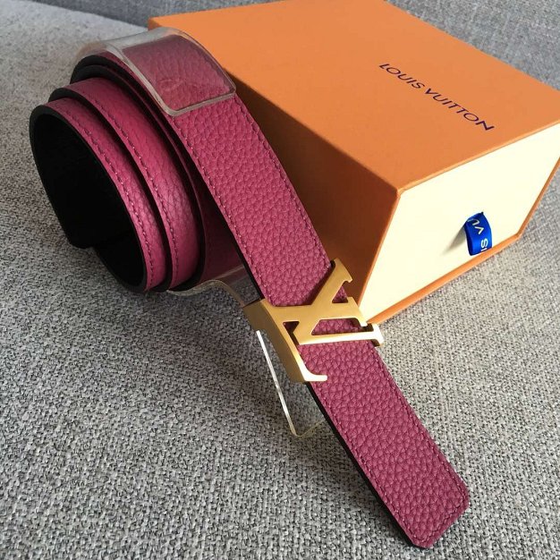 Louis vuitton original calfskin initiales belt 30mm M9521U rose red