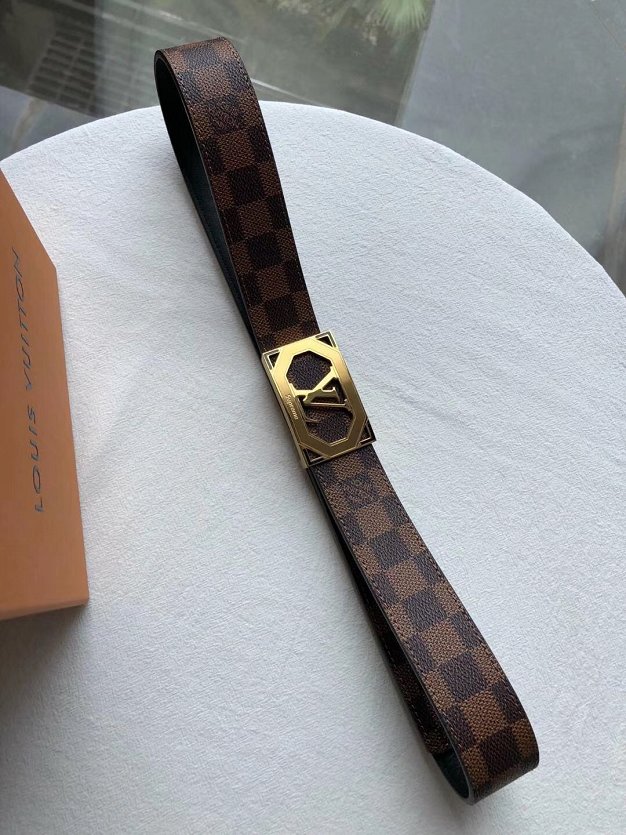 Louis vuitton original damier ebene 35mm belt M9166