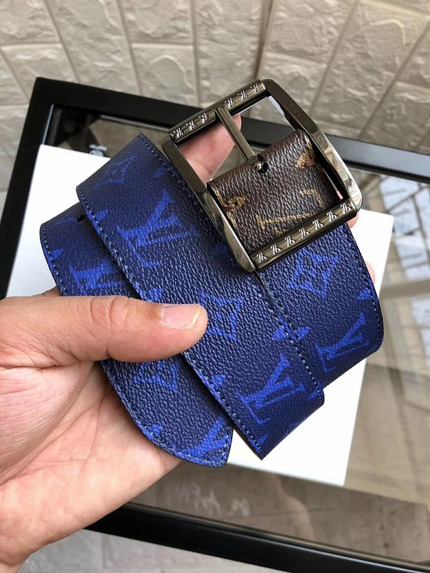 Louis vuitton original monogram reverso reversible 40mm belt M0040Q blue