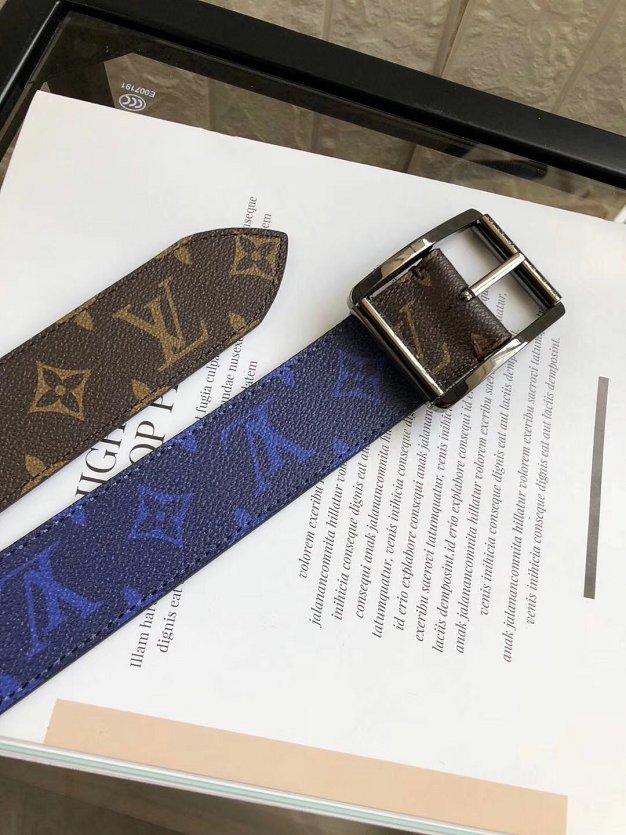 Louis vuitton original monogram reverso reversible 40mm belt M0040Q blue