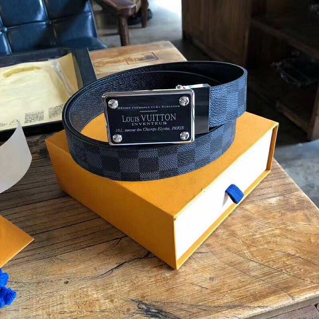 Louis vuitton damier graphite inventeur buckle 40mm belt M9234Q