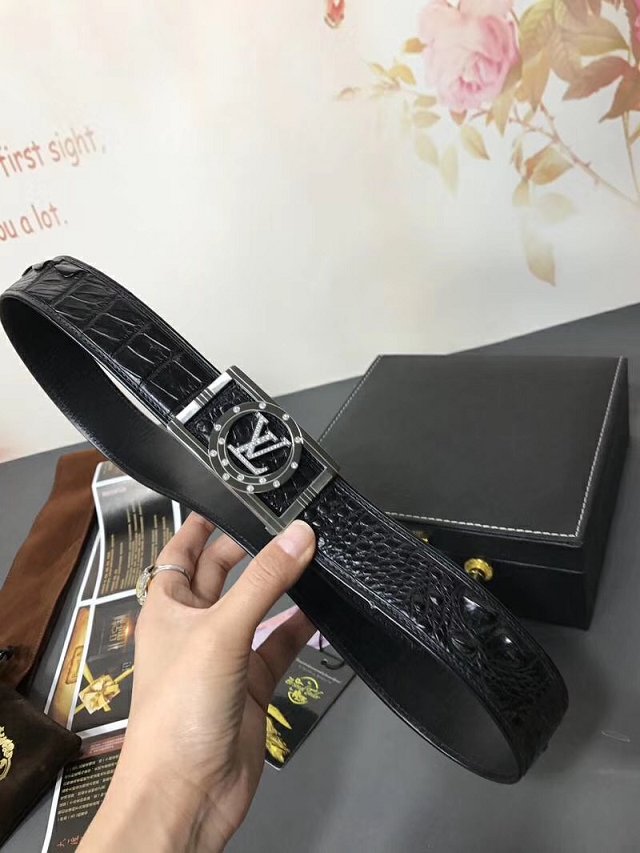 Louis vuitton original crocodile leather 38mm belt M0033 black