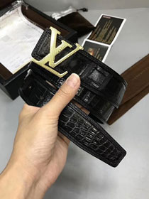Louis vuitton original crocodile leather 38mm belt M0035 black