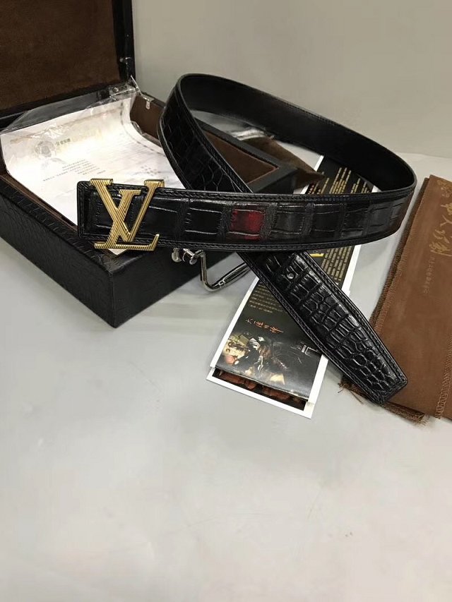 Louis vuitton original crocodile leather 38mm belt M0035 black