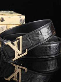 Louis vuitton original crocodile leather 38mm belt M0036 black