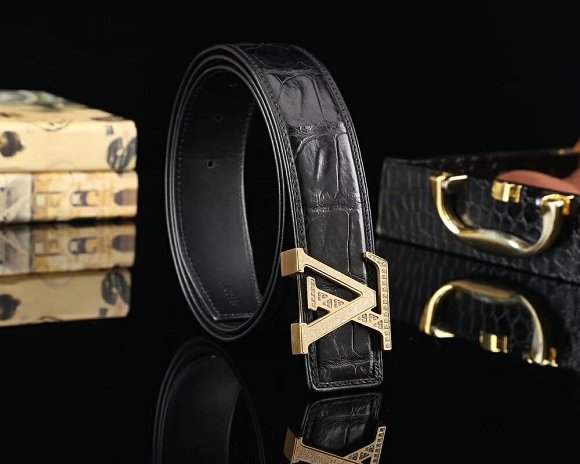 Louis vuitton original crocodile leather 38mm belt M0036 black