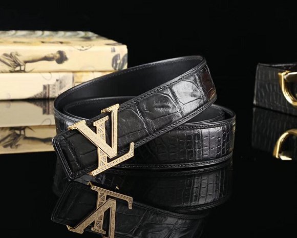 Louis vuitton original crocodile leather 38mm belt M0036 black