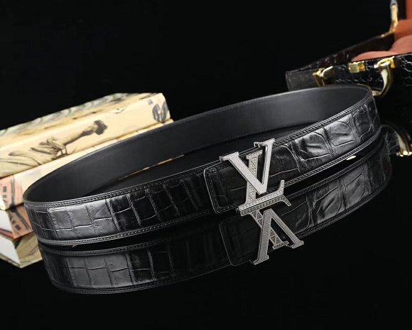 Louis vuitton original crocodile leather 38mm belt M0036 black