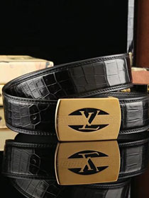 Louis vuitton original crocodile leather 38mm belt M0037 black