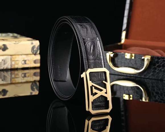 Louis vuitton original crocodile leather 38mm belt M0038 black