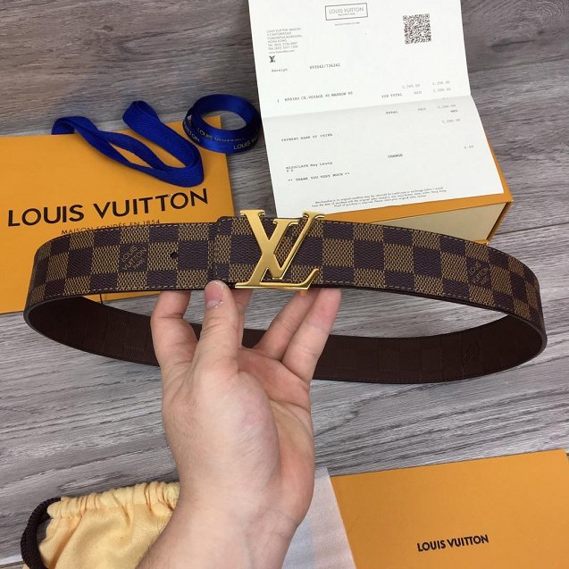 Louis vuitton original damier ebene reversible 40mm belt M9821 