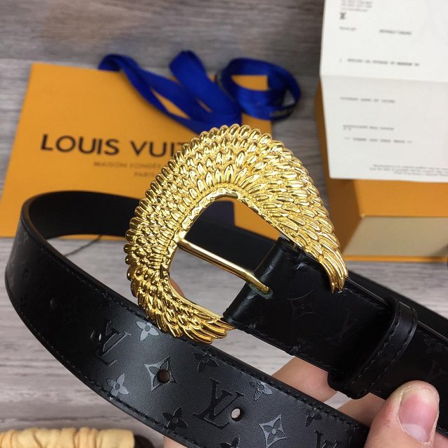 Louis vuitton original monogram calfskin angels 30mm belt M0101U black