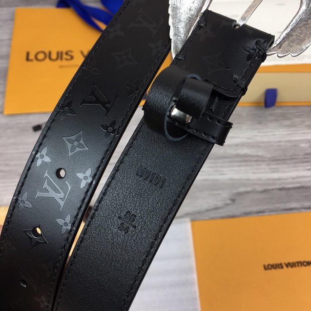 Louis vuitton original monogram calfskin angels 30mm belt M0101U black