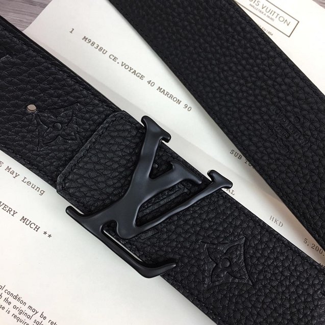 Louis vuitton original monogram calfskin pou-up 40mm belt MP236 black