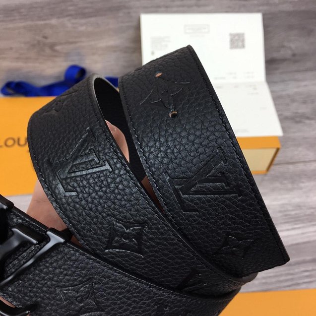 Louis vuitton original monogram calfskin pou-up 40mm belt MP236 black