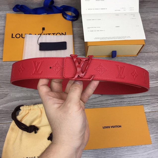 Louis vuitton original monogram calfskin pou-up 40mm belt MP236 red