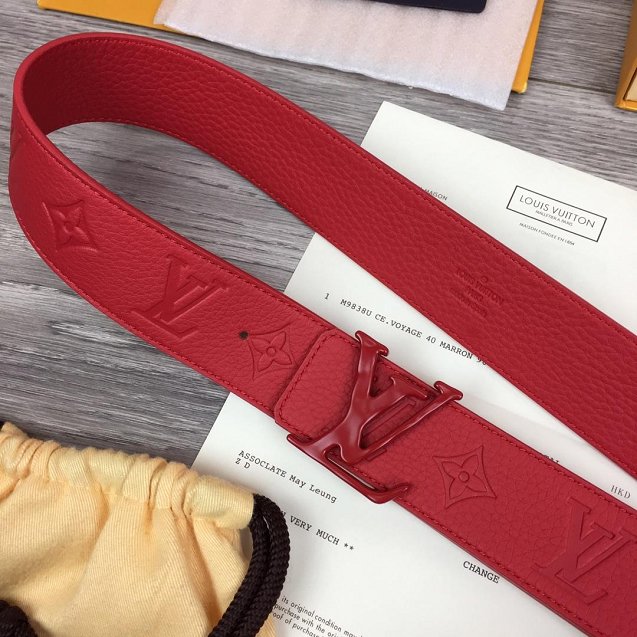 Louis vuitton original monogram calfskin pou-up 40mm belt MP236 red