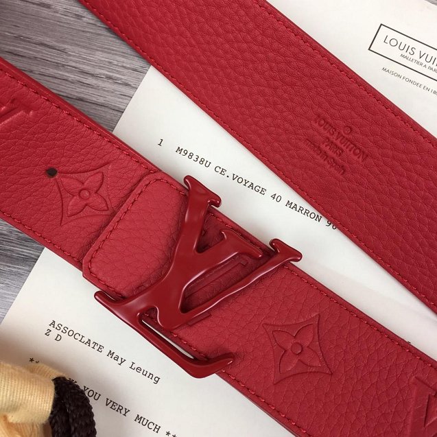 Louis vuitton original monogram calfskin pou-up 40mm belt MP236 red