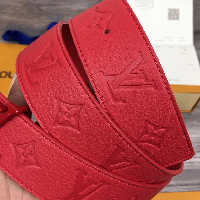 Louis vuitton original monogram calfskin pou-up 40mm belt MP236 red