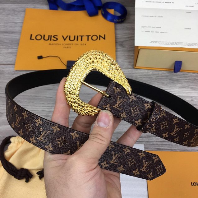 Louis vuitton original monogram canvas angels 30mm belt M0102 