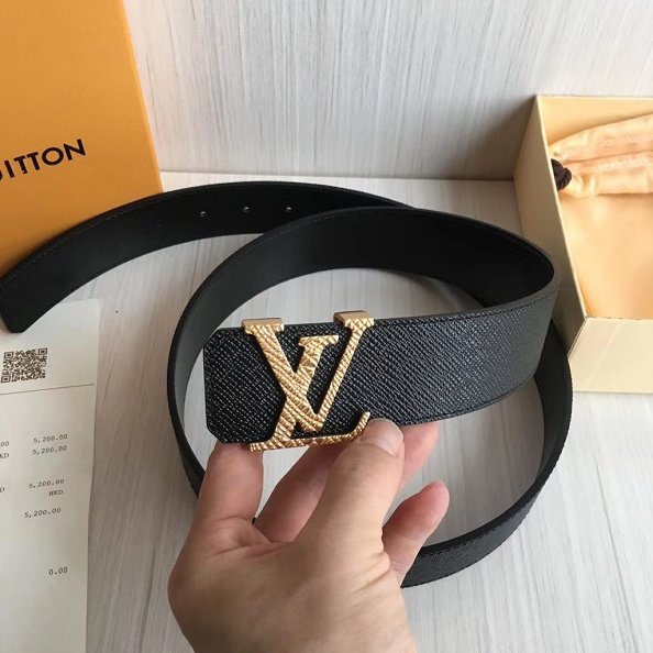 Louis vuitton original taiga leather 40mm belt M9839U black