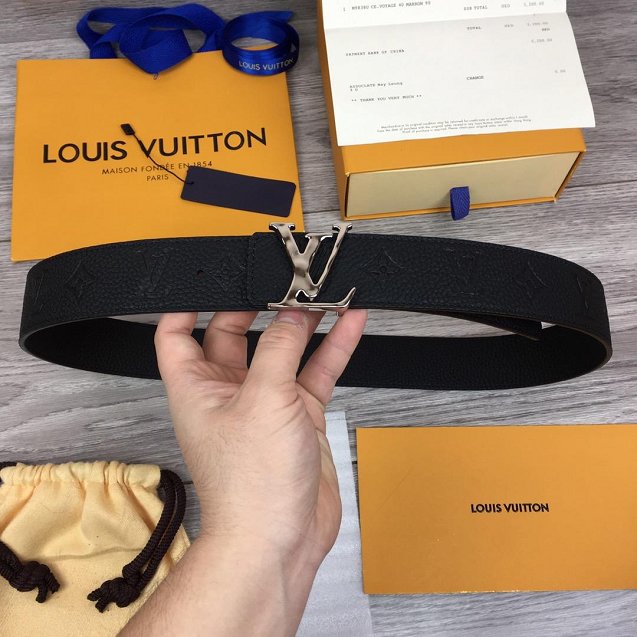 Louis vuitton original togo leather 40mm belt M9283 black