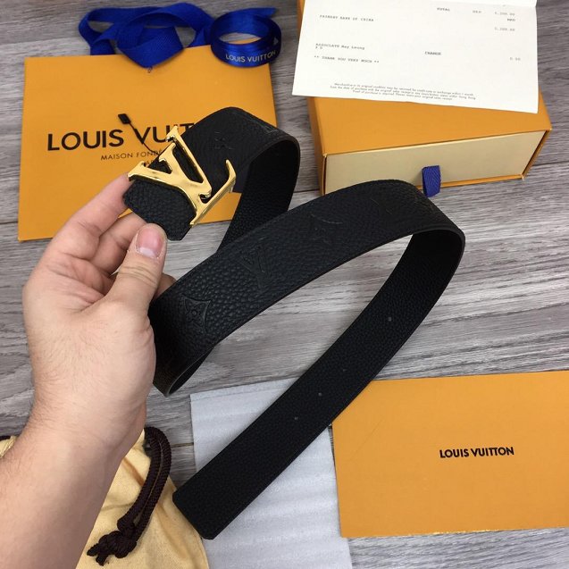 Louis vuitton original togo leather 40mm belt M9283 black