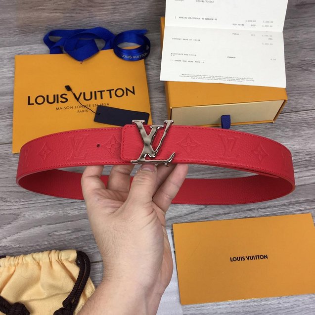 Louis vuitton original togo leather 40mm belt M9283 red