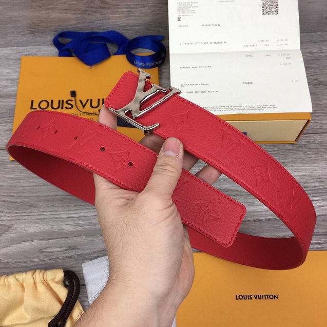 Louis vuitton original togo leather 40mm belt M9283 red